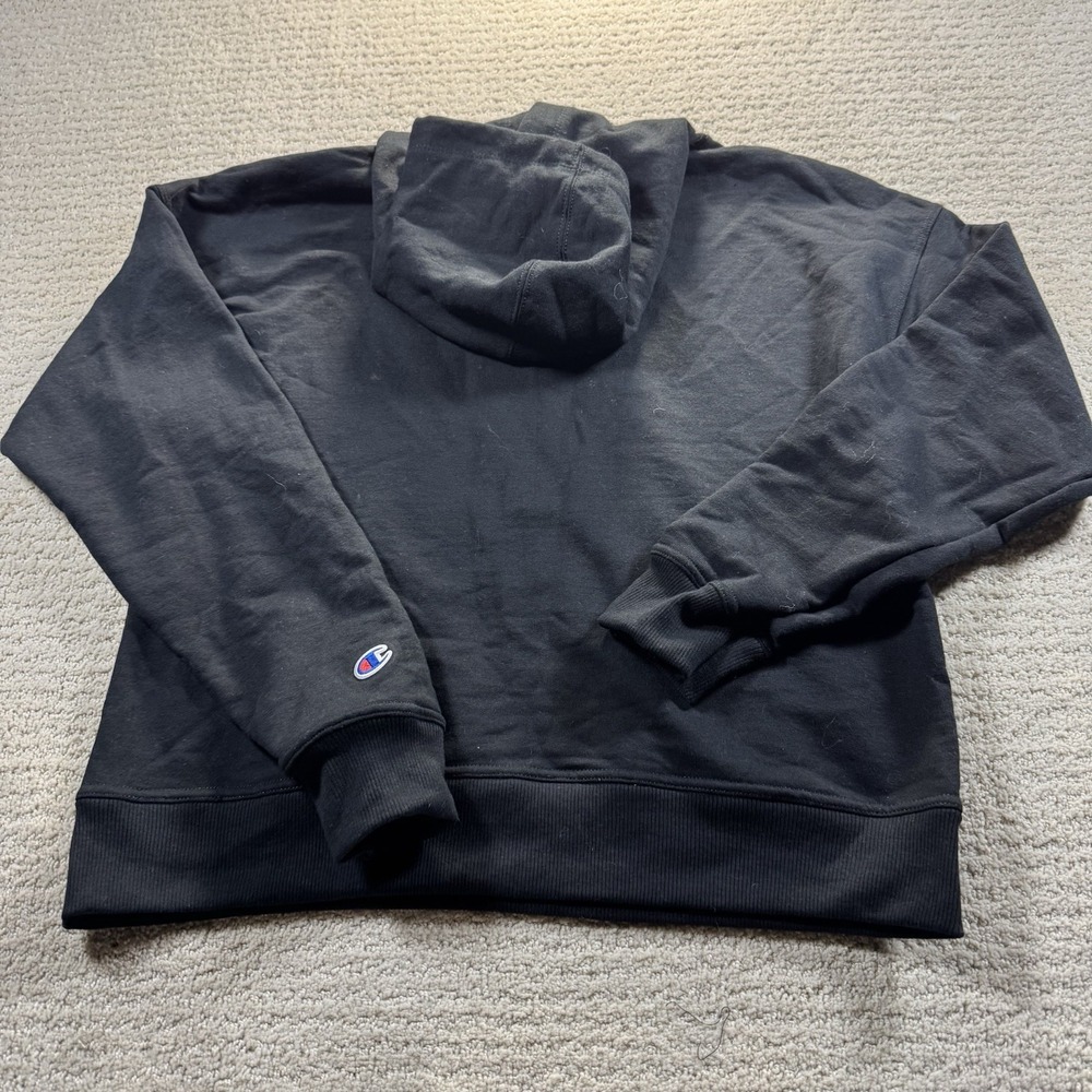 Champion Black Hoodie With Cheetah Print Logo Size Small - Picture 5 of 5